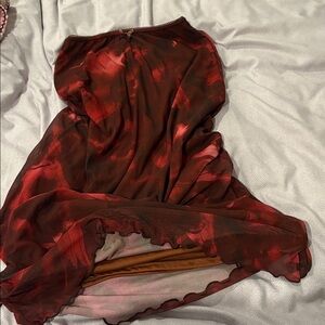 Elegant Red Floral Women's Skirt